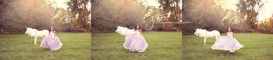 Boutique Dress Twirling girl with Unicorn in the Background