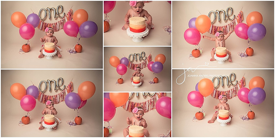 One Year Cake Smash for girl Fall themed