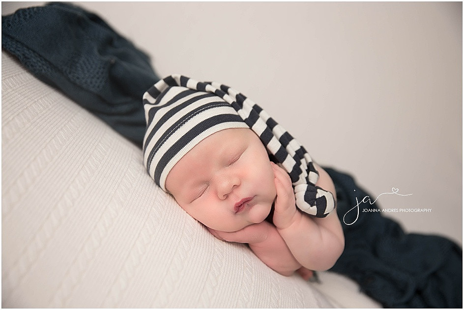 Newborn Baby Boy styled in Navy Blue and White