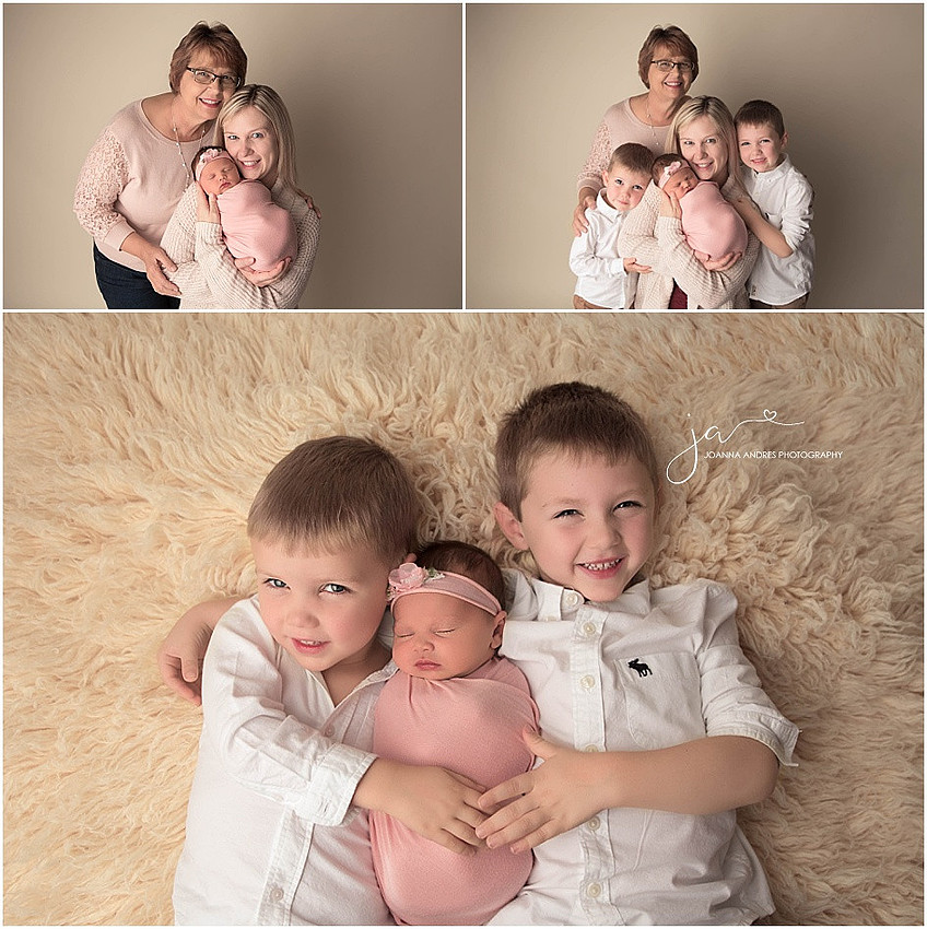 NEwborn Baby Sibling Family and Grandma