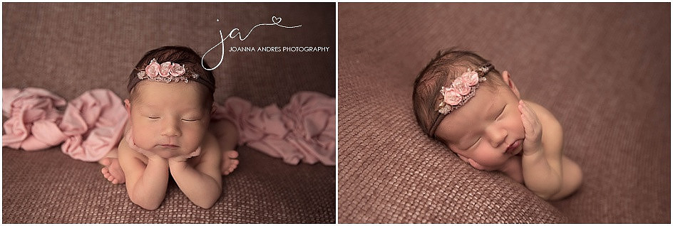 Baby Girl Froggy Pose in Pinks and Browns