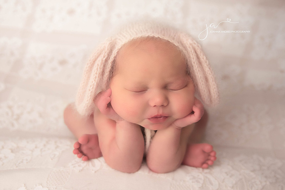 Baby Girl Froggy POse with Puppy Dog Ears