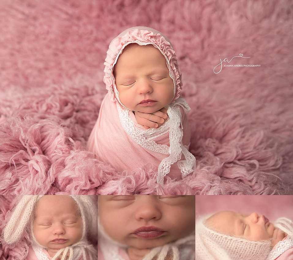 Newborn Baby GIrl Wrapped in Pinks
