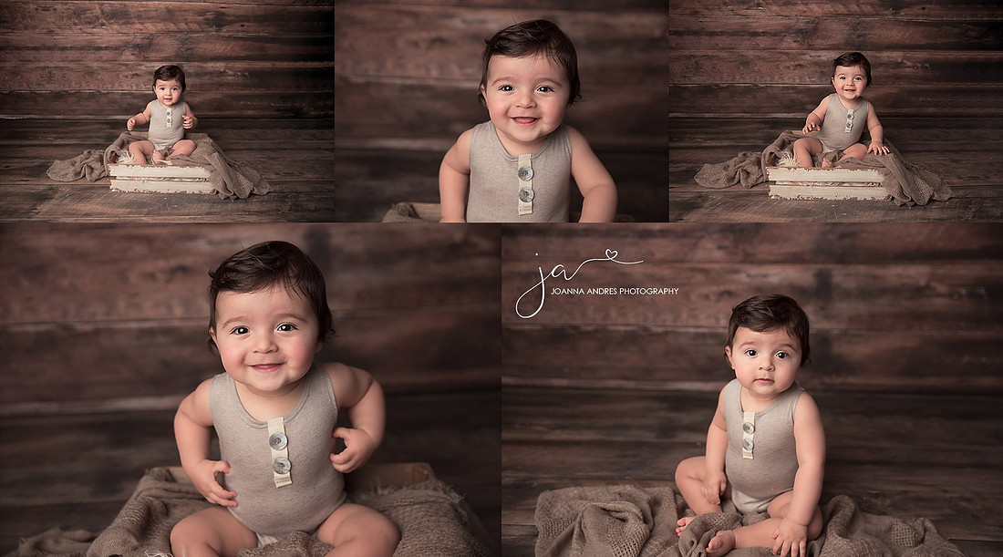 Cute Baby Everett in Neutrals One Year