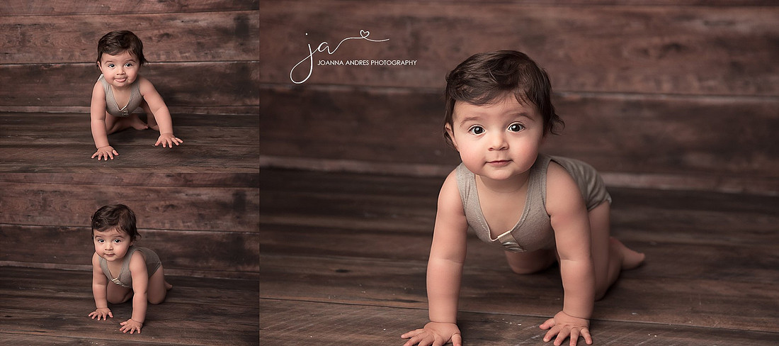 Baby Boy Crawing In Neutrals