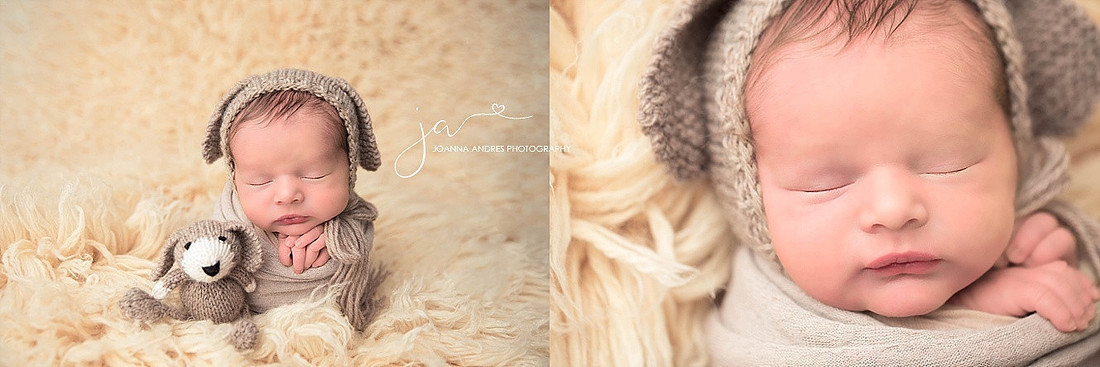 Newborn Baby Boy Puppy Dog and Close up