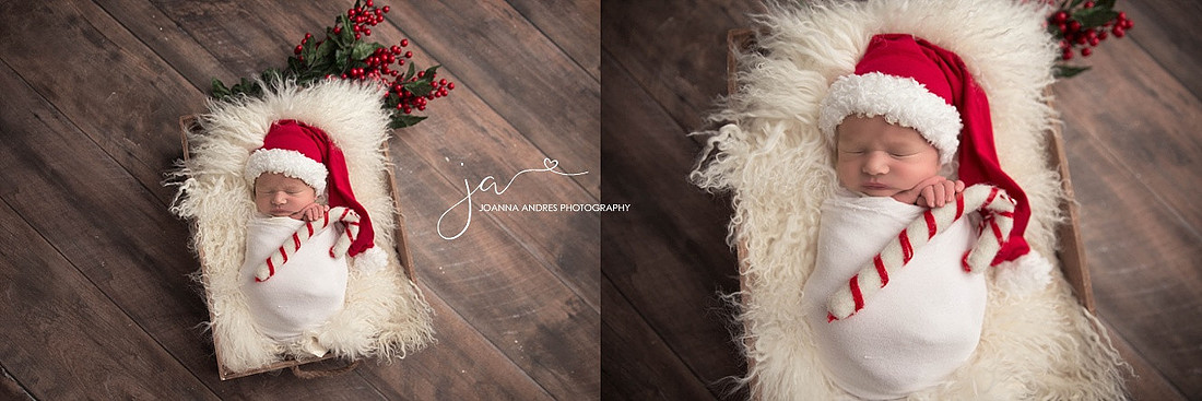 Newborn Baby Boy Santa with Candy Cane