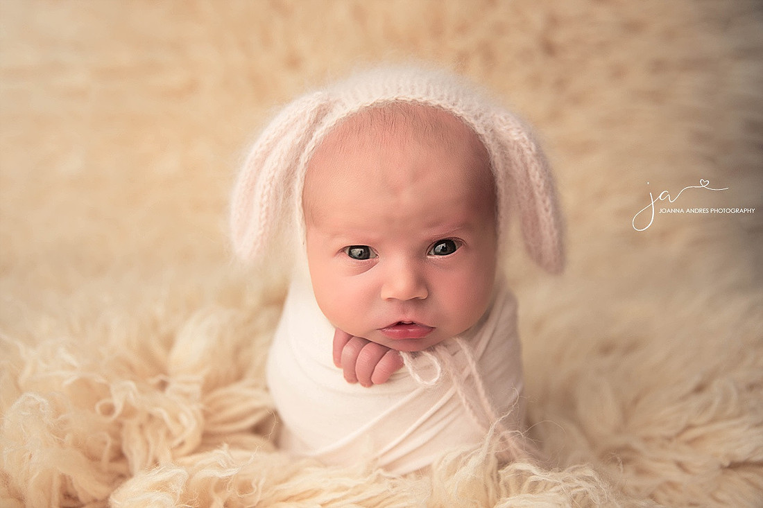 Baby Girl with Puppy Ears in neutrals