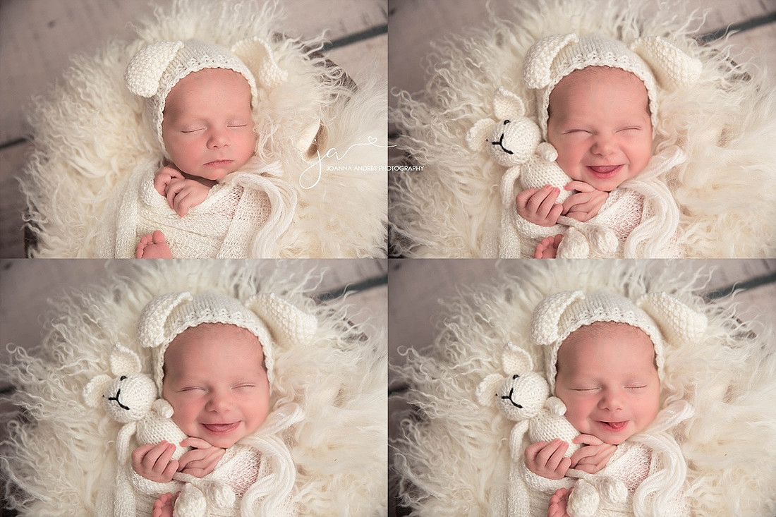 Newborn Baby girl Collage of baby smiling