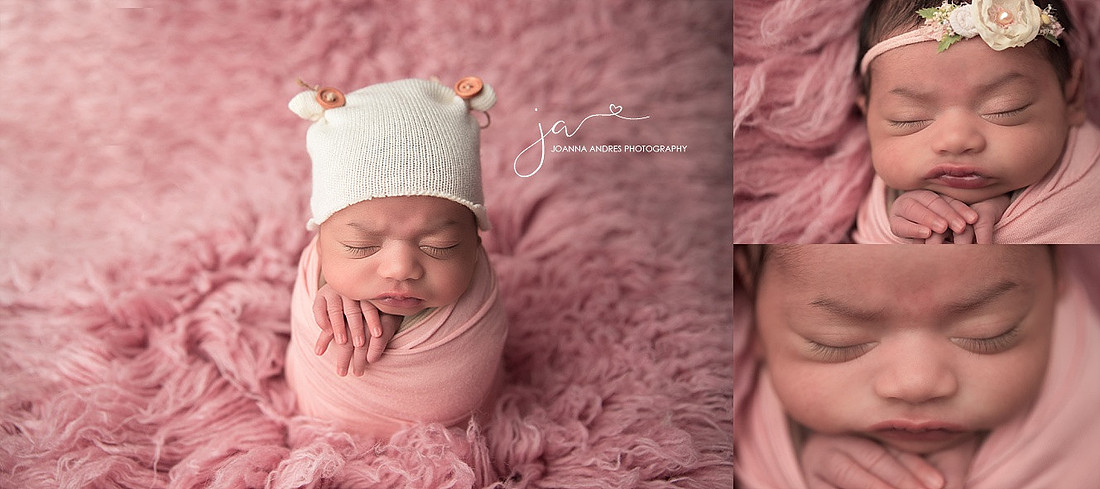Baby Girl Wrapped in Pinks and closeups
