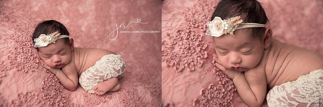 Newborn Baby Girl in Pinks and creams