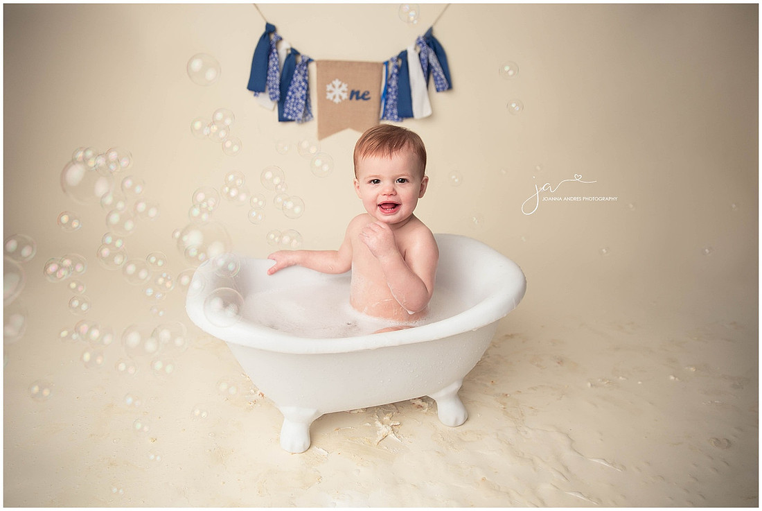 Baby Boy in Bathtub and Bubbles