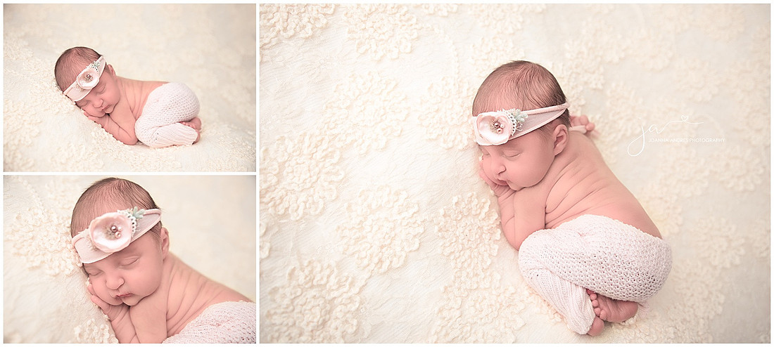 Newborn Baby Girl in Light Pinks and Creams Collage
