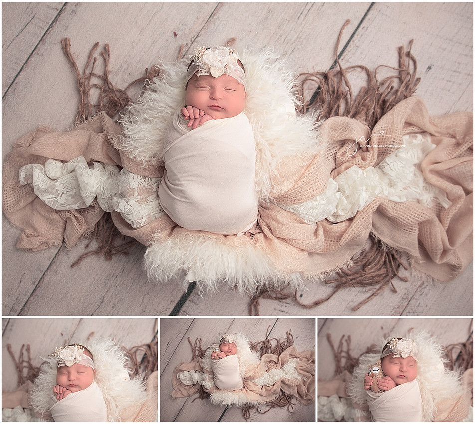 Newborn Baby Girl collage styled Creams