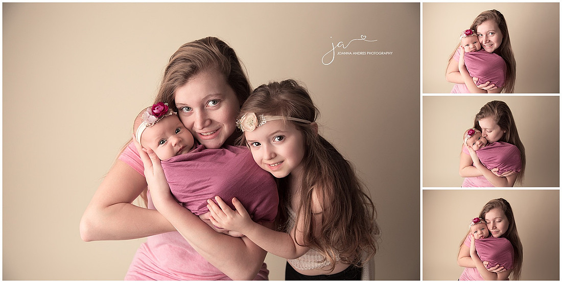 Newborn Baby Portraits with Mother and Sibling