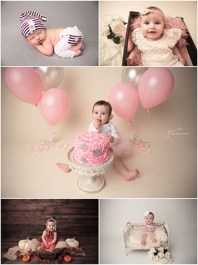 Collage of Newborn to 1 year progression