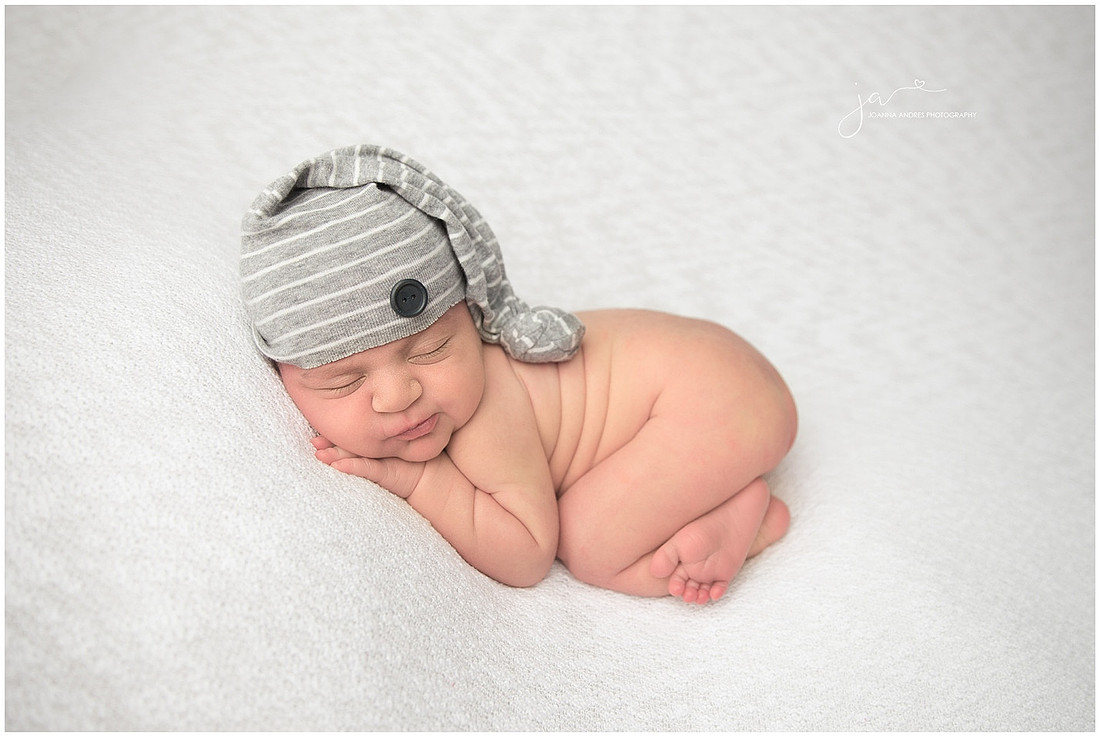 Baby Boy Bum Up Naked Baby with Gray Hat
