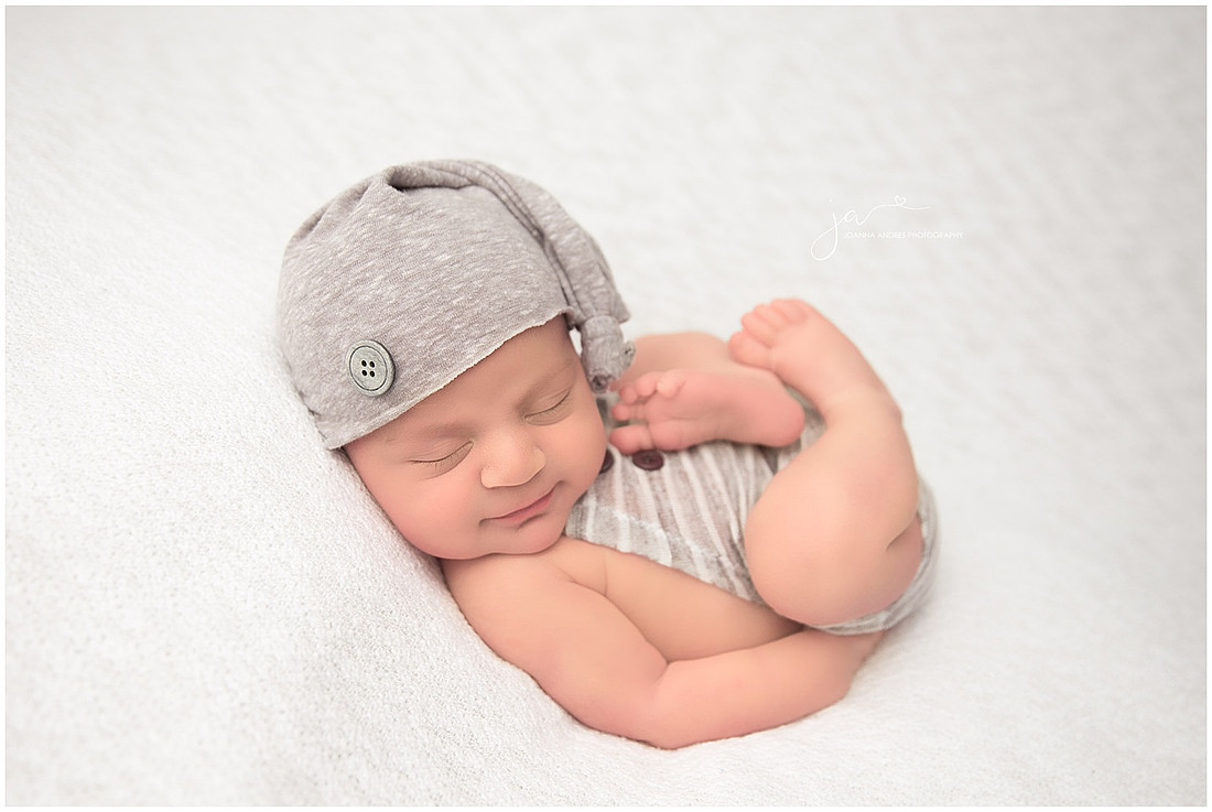 Baby Boy with Grays and White Huck Finn Pose