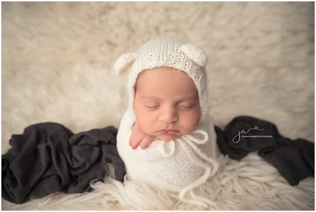 Potato Sack Pose Baby in White and Grays
