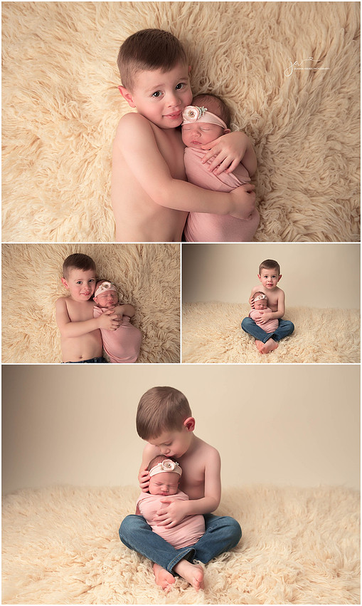 Sibling Portraits Big Brother holding newborn sister