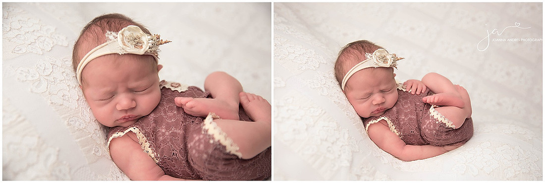 Newborn Baby Girl with Purple Romper