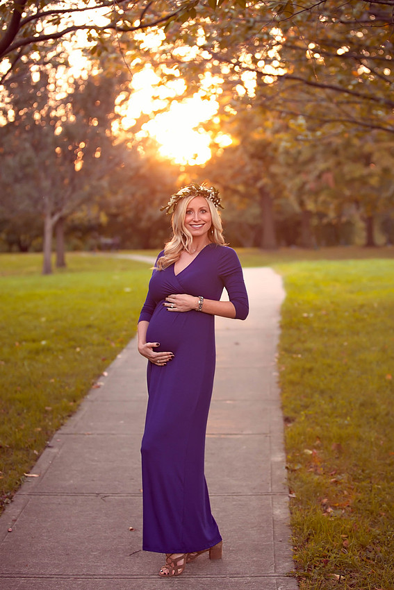 Maternity Photo of Mom with Sunset Backdrop