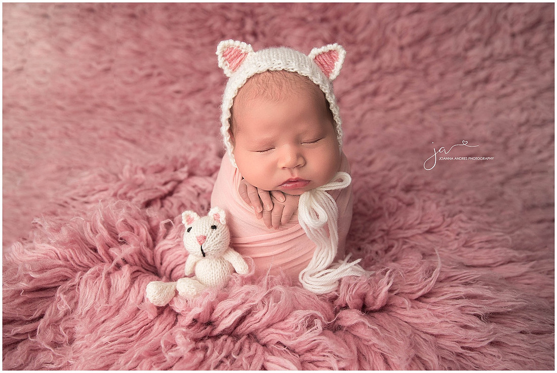 Baby Hailey in Pinks with Kitty Hat Bonnet and Lovey