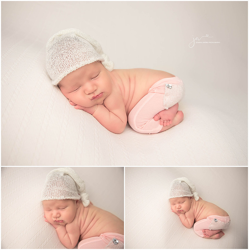 Newborn Baby Girl in Pinks and Whites