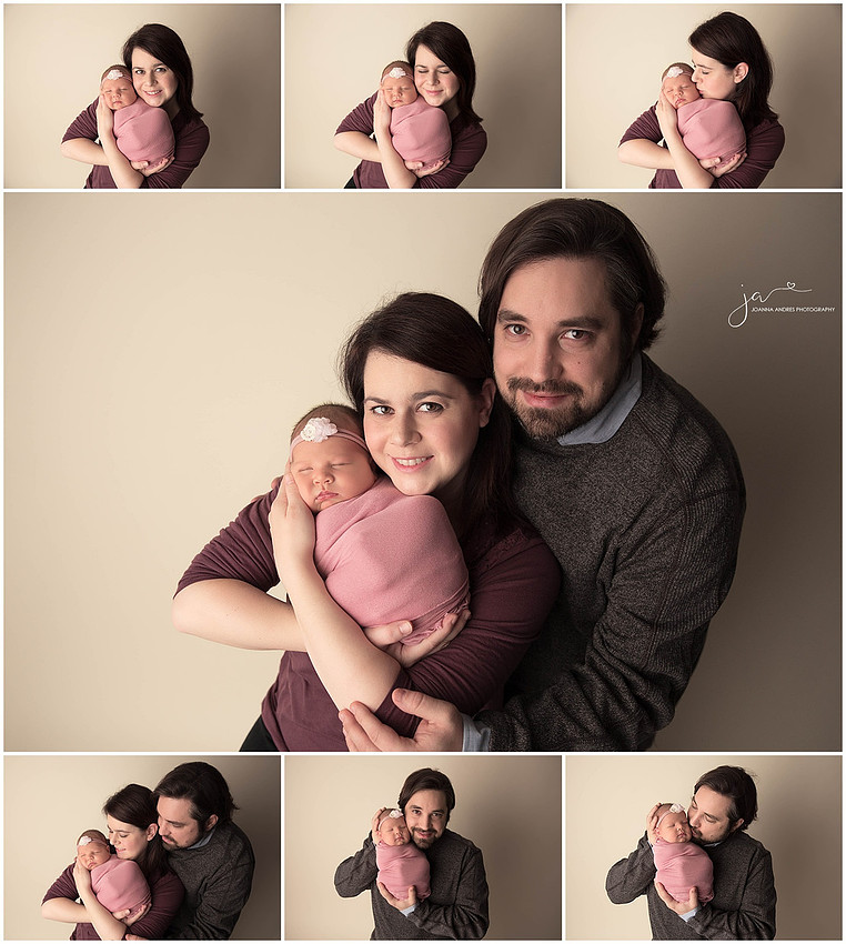 Parent posed with Newborn Baby Collage