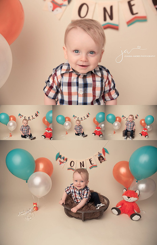 Fox's One Year Milestone With Banner and Balloons Collage