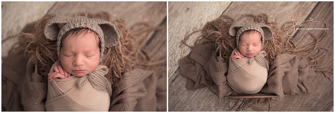 Baby Boy styled in browns in a prop