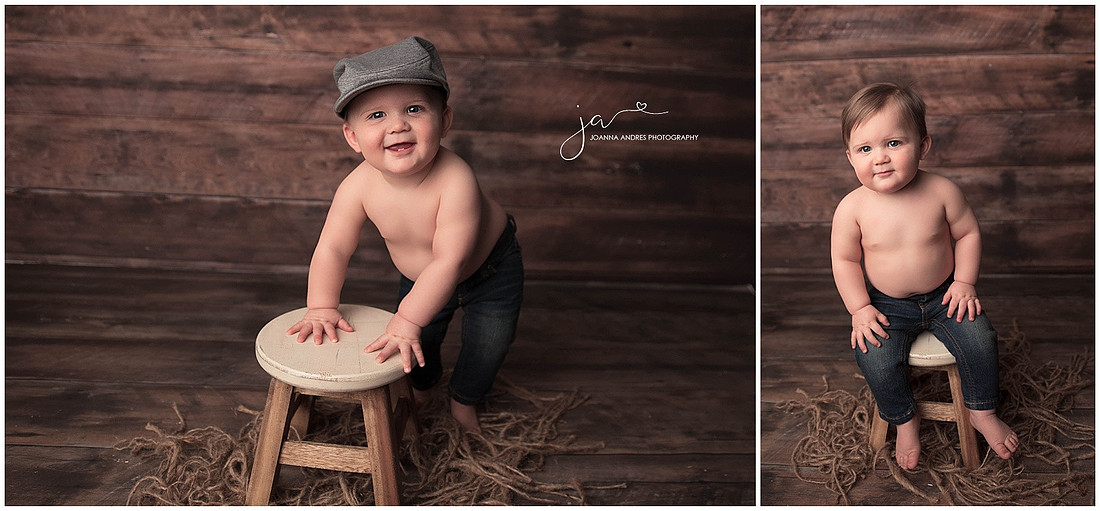 Baby Boy One Year Session Collage