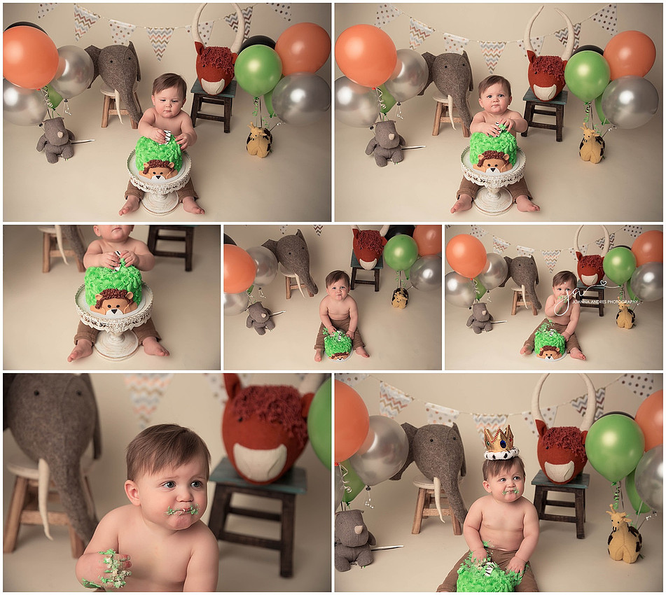 Baby Boy Jungle Themed Cake Smash Session