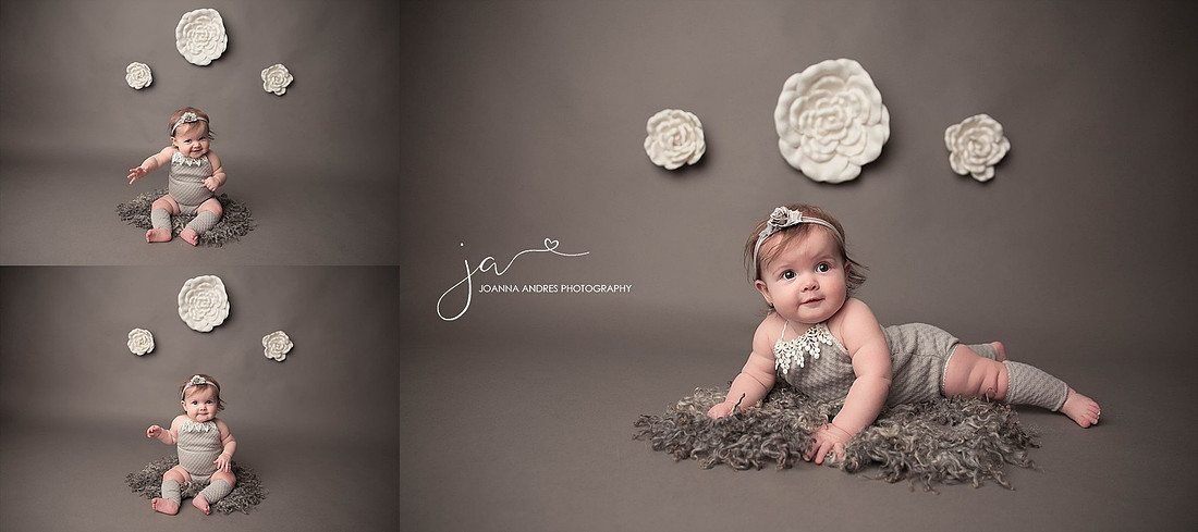 Baby Girl in Grays with White Roses