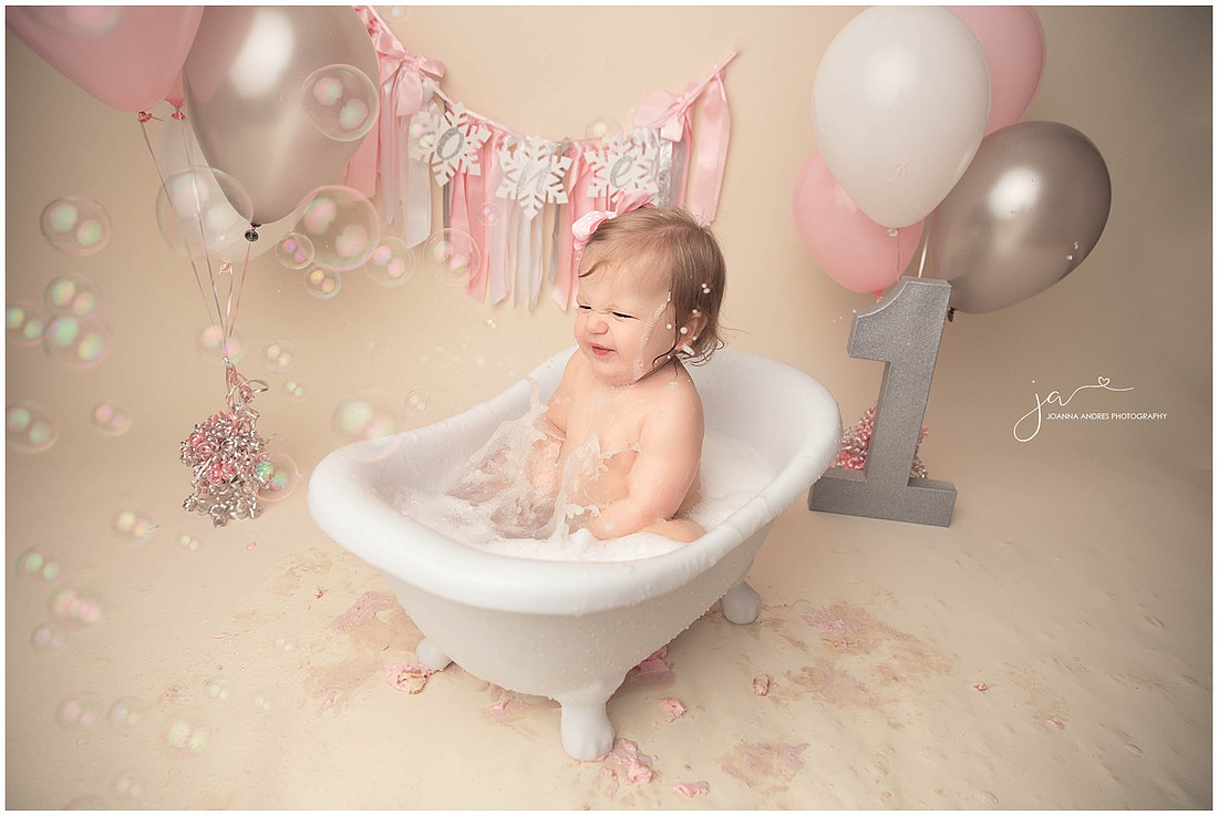 Baby Girl with bubbles in Bubble Bath