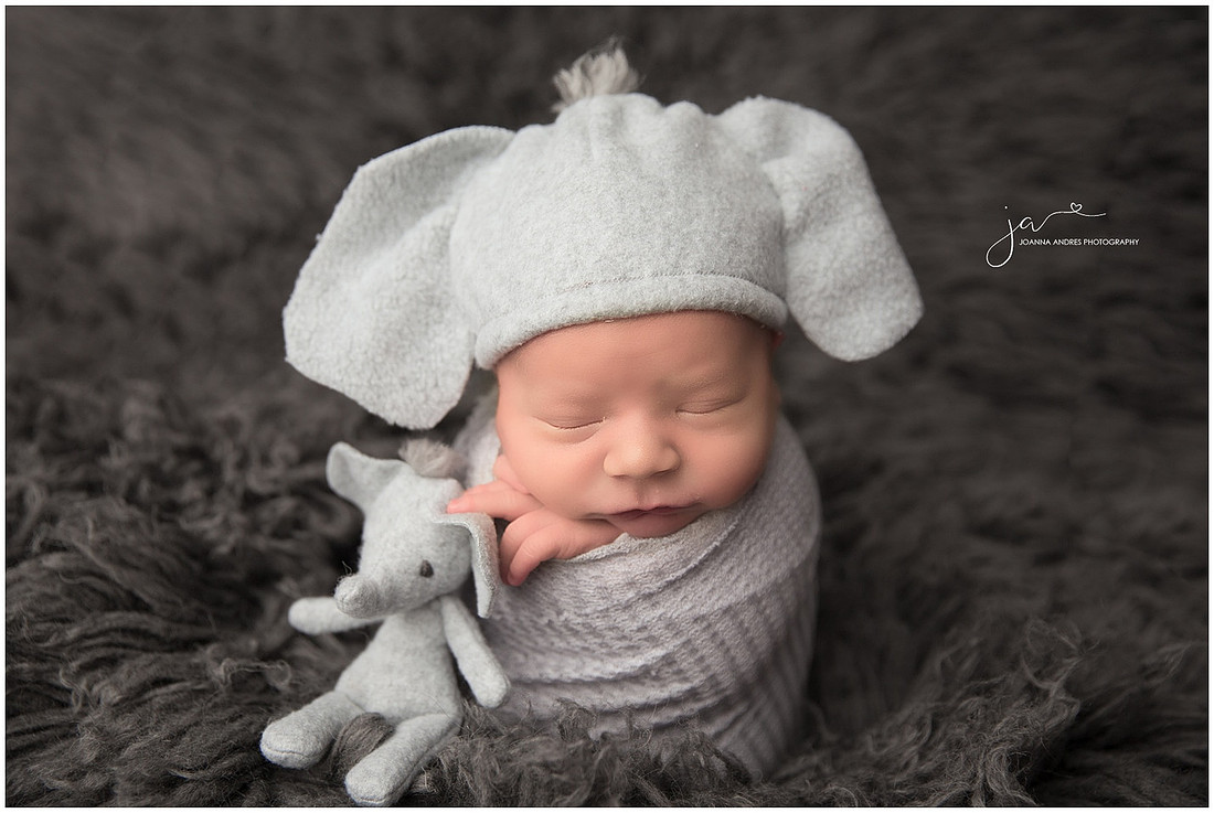 Baby Braxton in Grays and Elephant Hat and Lovey