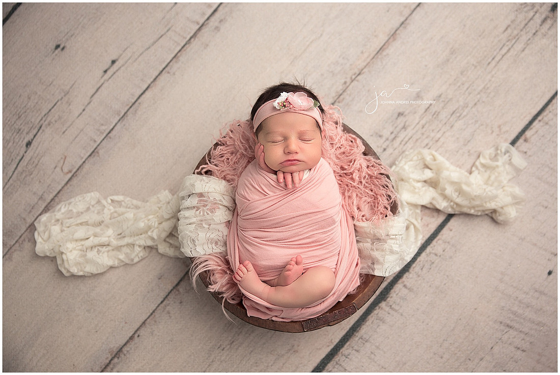 Baby Charlotte Wrapped in Pinks and Ivory