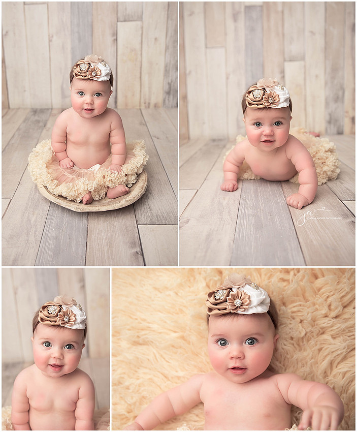 Six Month Baby GIrl COllage in a tutu and headband