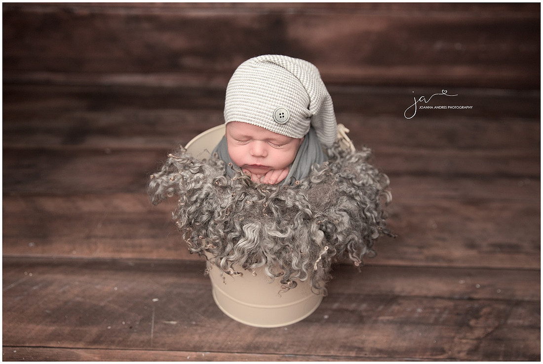 Newborn Baby Boy in a Bucket