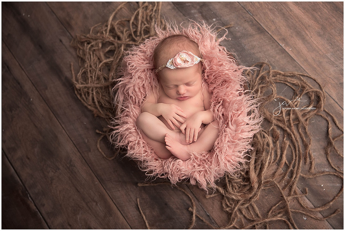 Baby Payton in Basket with pink fluff