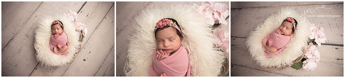 Baby GIrl in Prop with Whites and Pinks