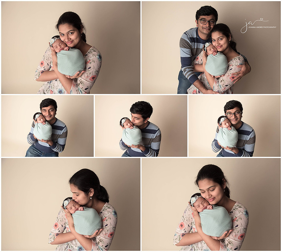 Baby Girl Newborn Collage with Parents