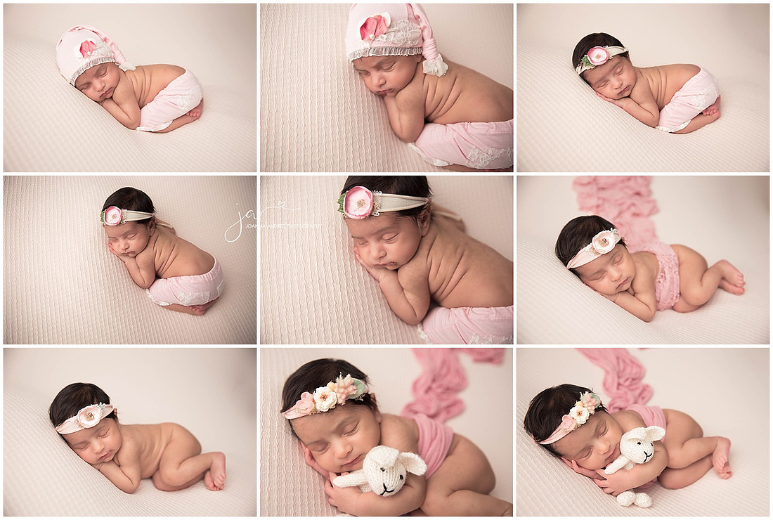 NEwborn Girl Collage in Pinks