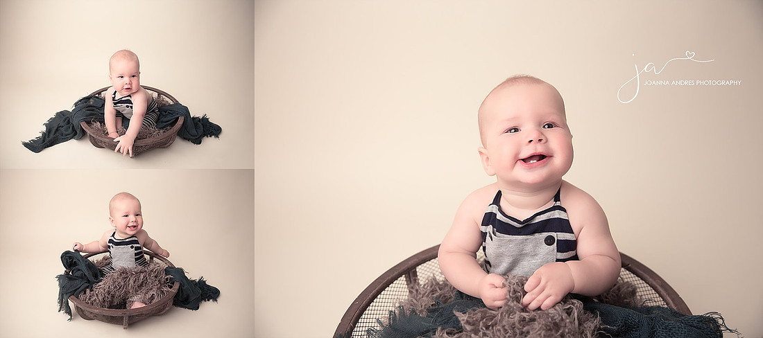 Six Month Baby Boy Collage in Blues