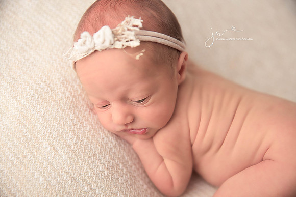 Baby Girl with back rolls and neutral headband