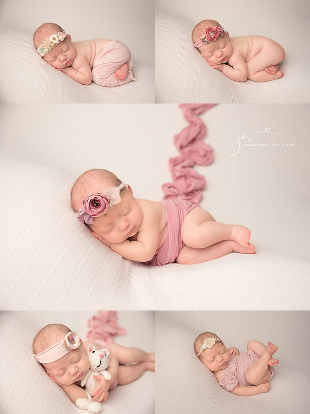 Baby Girl newborn collage with light pinks