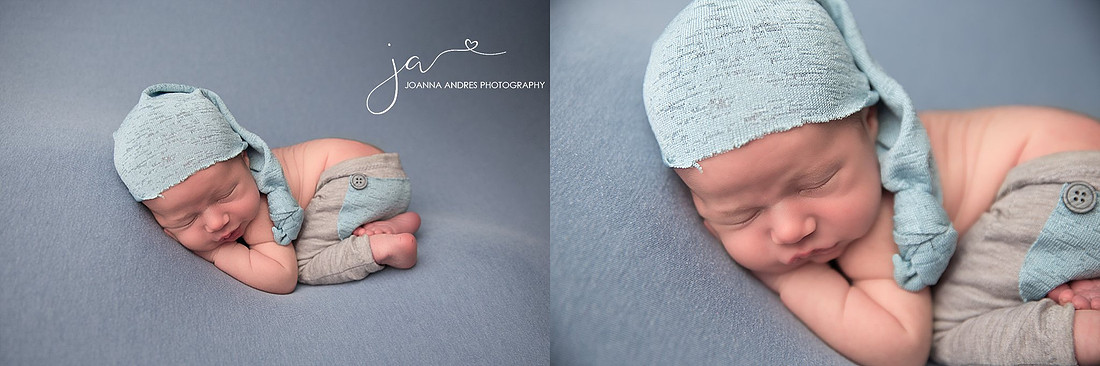 Baby Boy in light blue hat and pants