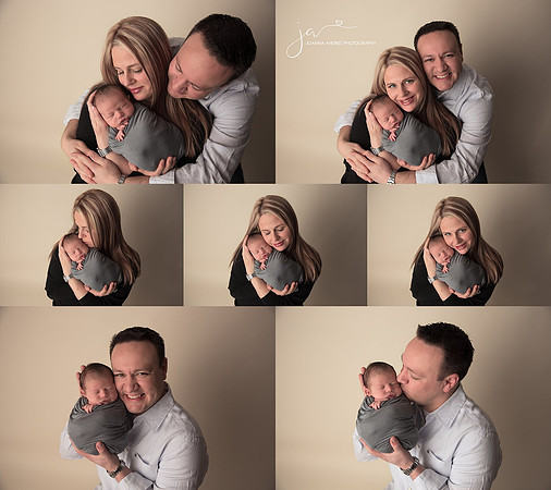 Newborn Baby Boy with parent poses collage