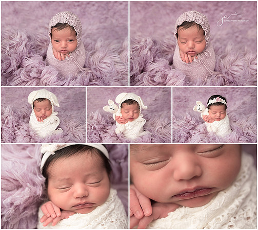 Newborn Baby Girl Collage in Lilacs