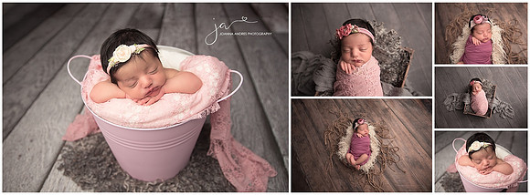 NEwborn Girl Collage in Props